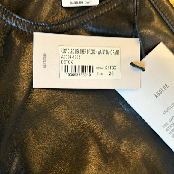 Agolde Broken Waistband Leather Pants NWT - Picture 10 of 10